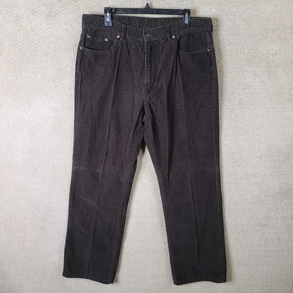 Old Navy Pants Mens 36x34 Brown Corduroy Loose Fit 5‎ Pocket Casual Trousers